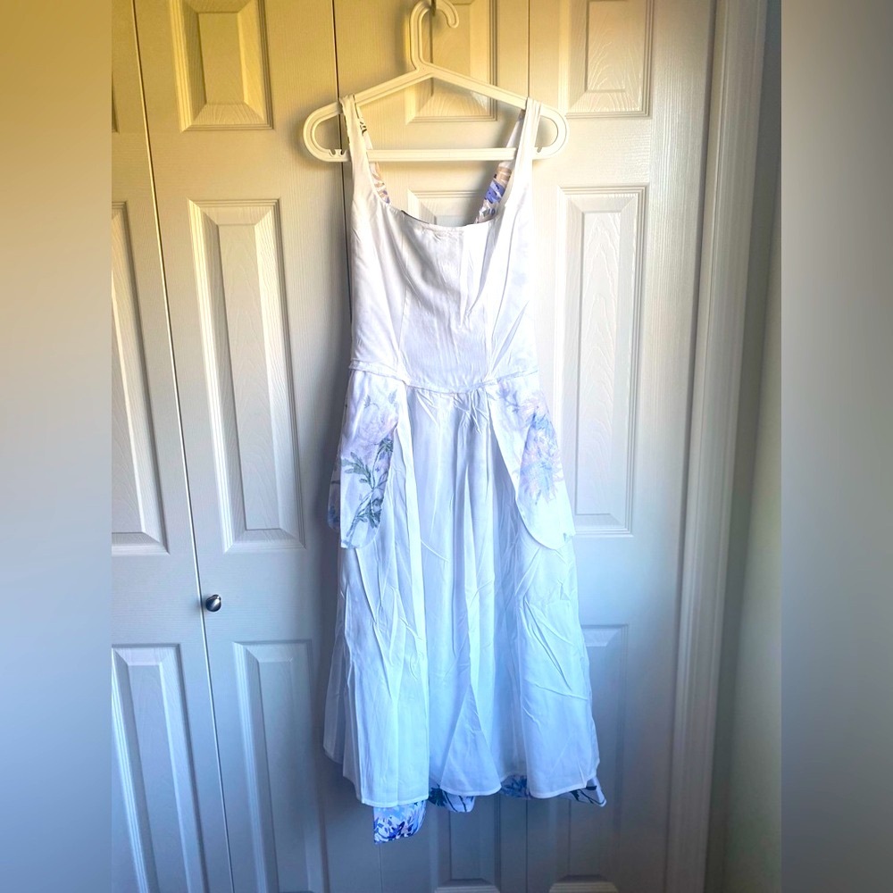 New Reformation Janu Linen Midi Dress - Serenity Blue White Floral size 6 - Picture 12 of 15